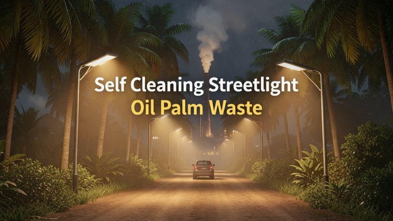 self cleaning streetlight oil palm waste