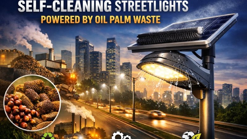 self cleaning streetlight oil palm waste